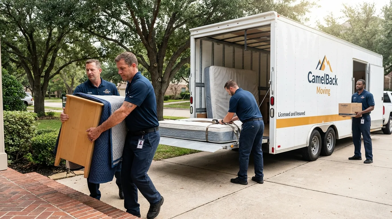 Crew loading residential truck for cross-state move from Union City, TN