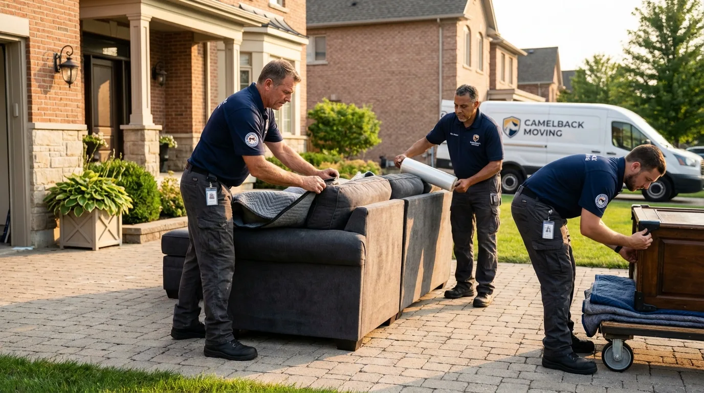 Large estate moving crew wrapping furniture in Union City, TN
